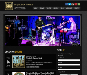 screenshot of bright box theater website