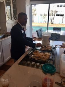 Student serves himself from the stove.