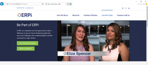 Screenshot from ERPi recruiting video embedded in their website