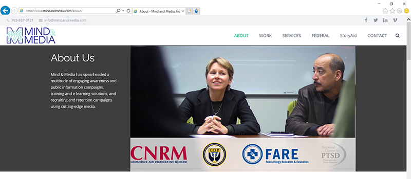Screenshot of Mind & Media's corporate video, embedded in our website